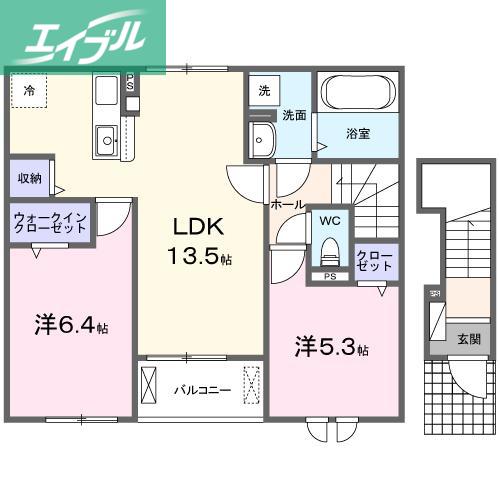 テラス623(2LDK/2階)の間取り写真