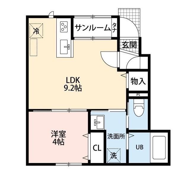 ROOMS大島B(1LDK/1階)の間取り写真