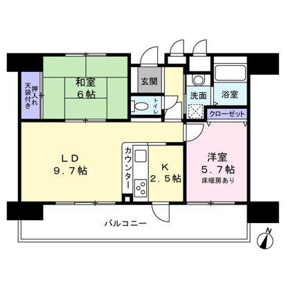 ローヤルシティ大宮吉敷町(2LDK/3階)の間取り写真
