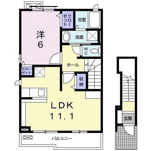 グラン・パーム(1LDK/2階)の間取り写真