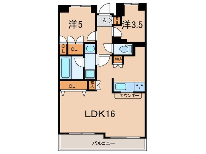 宮崎台南パークホームズ(2LDK/6階)の間取り写真