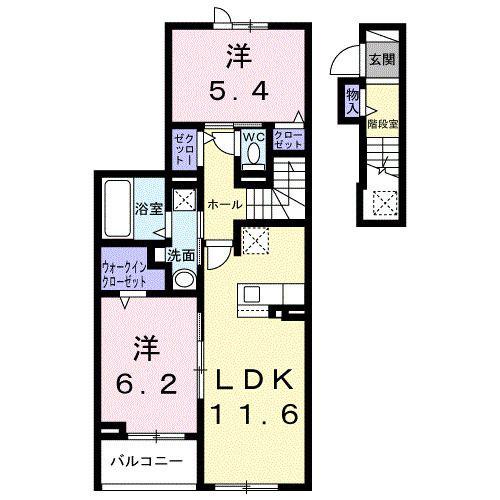 ソレアード コート(2LDK/2階)の間取り写真