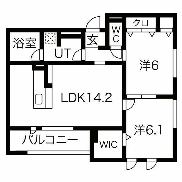 クレリアB棟(2LDK/2階)の間取り写真