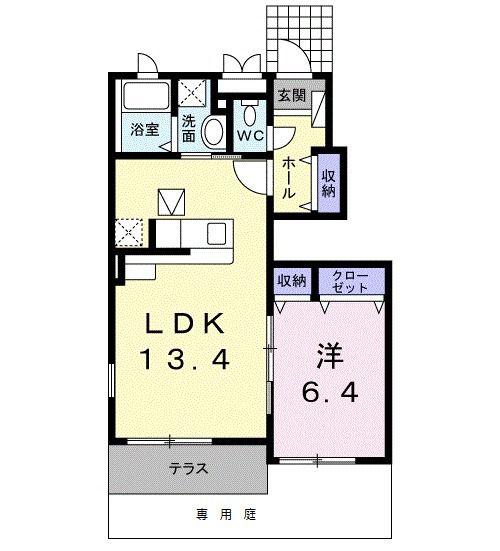 プリムローズ(1LDK/1階)の間取り写真