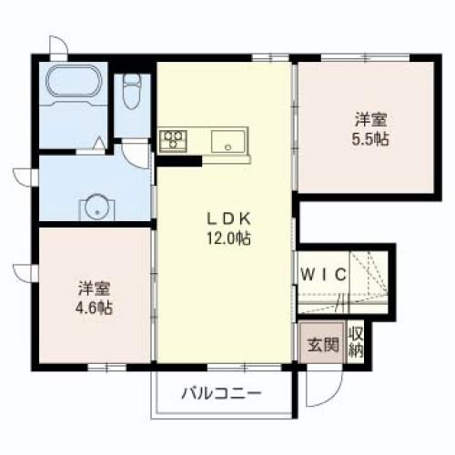 VILLAGE JOIE A(2LDK/1階)の間取り写真