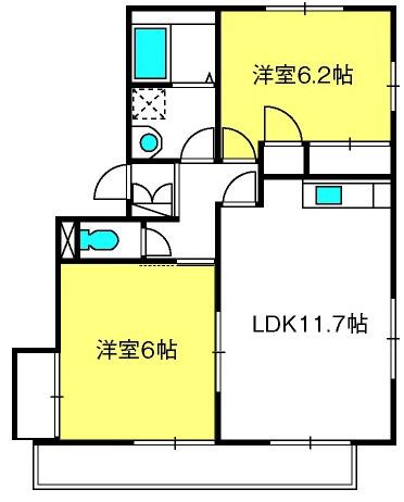 メゾン・ド・ボヌール(2LDK/1階)の間取り写真