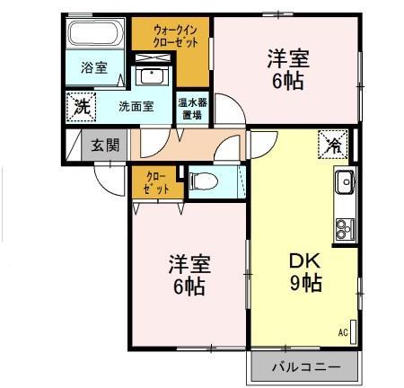 ＪＲ白新線 豊栄駅 徒歩17分 2階建 築23年(2DK/2階)の間取り写真