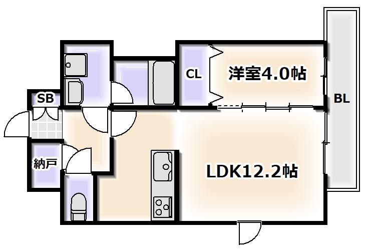 SPLENDIDE NAMBAIII(1LDK/4階)の間取り写真
