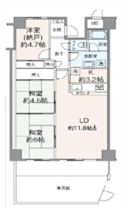 朝日プラザモンターニュ北神戸1番館(3LDK/1階)の間取り写真