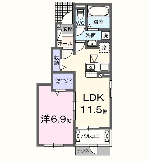 クレールA(1LDK/1階)の間取り写真