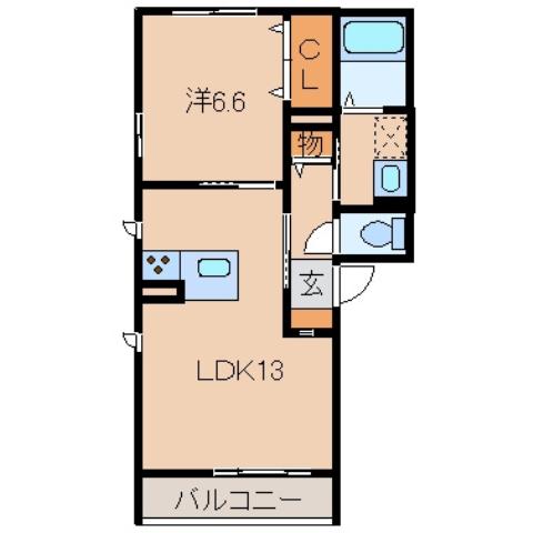 シャーメゾンWILL(1LDK/2階)の間取り写真