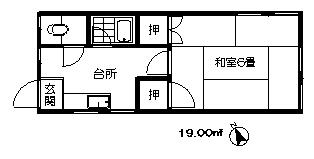 はるな荘(1K/2階)の間取り写真