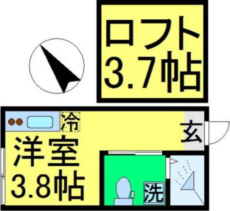 クレアシオン(ワンルーム/2階)の間取り写真