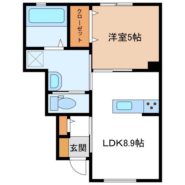 ジードルング浜方 エアスト(1LDK/1階)の間取り写真