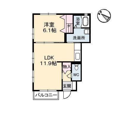 POSTOⅡ号館(1LDK/1階)の間取り写真