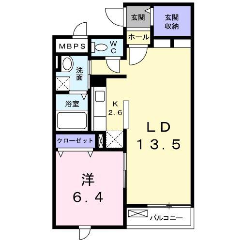 ミレ オレイユ ベル(1LDK/2階)の間取り写真