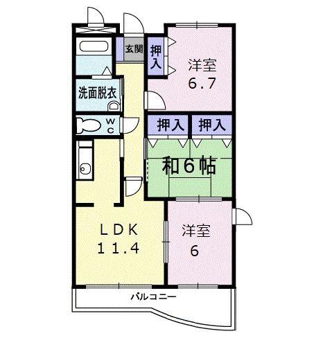 ピュアー双葉(3LDK/4階)の間取り写真