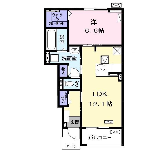ローズ アベニュー(1LDK/1階)の間取り写真