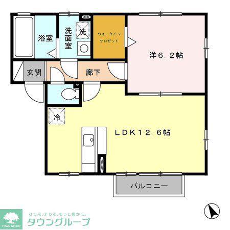 フレスカII(1LDK/2階)の間取り写真