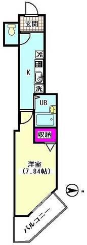 ベルヒルズ(1K/4階)の間取り写真