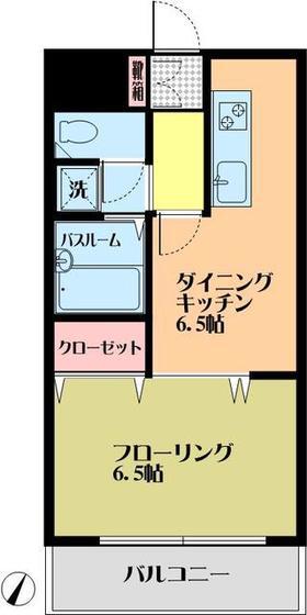 ルーラル7番館(1DK/6階)の間取り写真