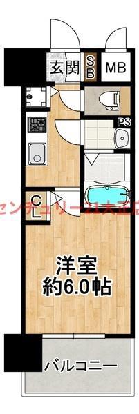 エスリード大阪エヴォルツ(1K/12階)の間取り写真