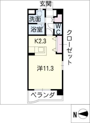 アフロディーテ深川(1K/3階)の間取り写真