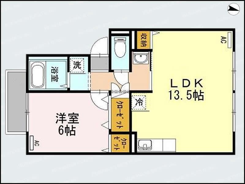 プレジール・ムー(1LDK/2階)の間取り写真