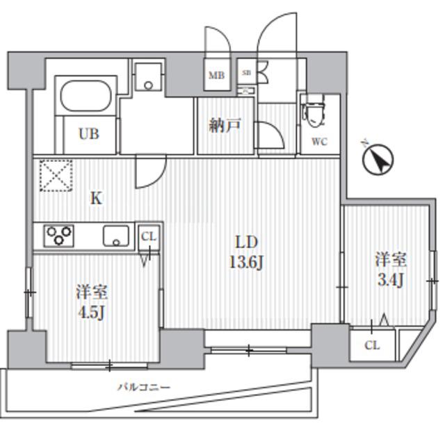 S-RESIDENCE目黒大岡山BRESA(2LDK/4階)の間取り写真