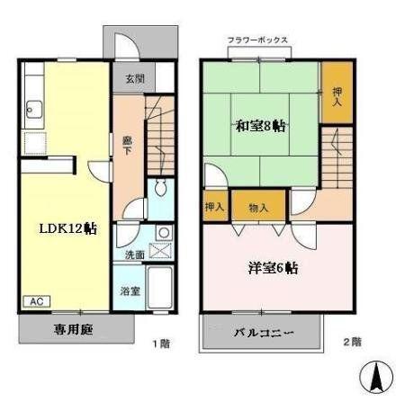 ロイヤルガーデンABC(2LDK/1階)の間取り写真