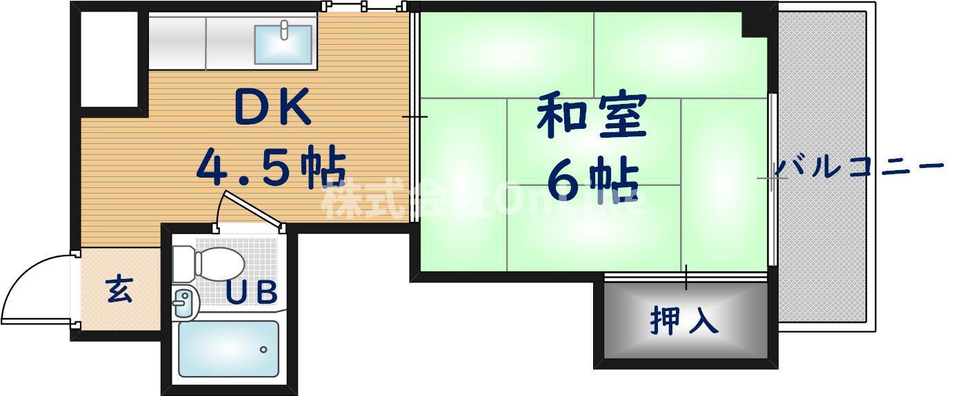 サンライズ小阪A(1DK/4階)の間取り写真