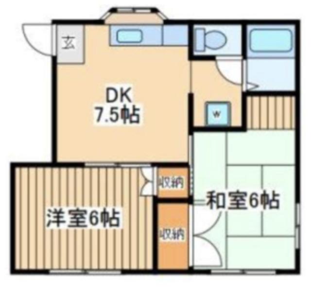 パンシオン橋本(2DK/1階)の間取り写真
