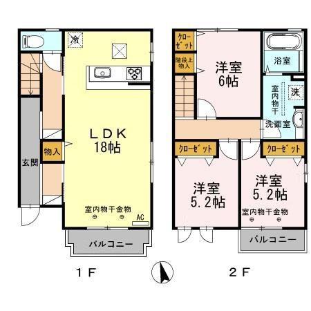 BELLE-3 A棟 II(3LDK/1階)の間取り写真