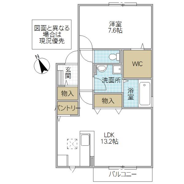 フェニーチェ B(1LDK/1階)の間取り写真