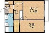 リベルテスクアール六番館(1LDK/4階)の間取り写真