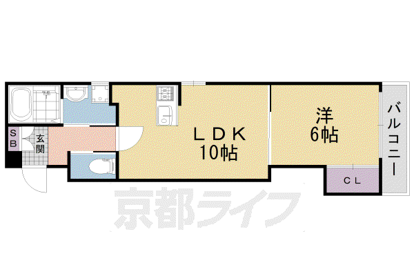 アドバンス京都西院パルティーレ(1LDK/5階)の間取り写真