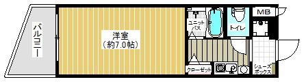 エステムコート神戸ハーバーランド前Ⅱ(1K/2階)の間取り写真