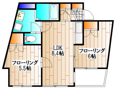 ヴィラージュ小杉(2LDK/1階)の間取り写真