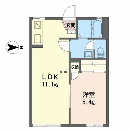 グランメール大坂C(1LDK/1階)の間取り写真