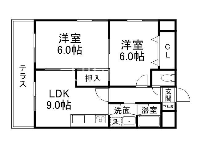 エスポワール西京極(2LDK/5階)の間取り写真