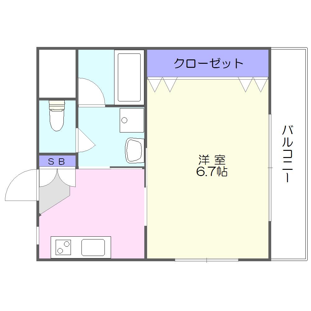 パールハイツ南台(1K/2階)の間取り写真