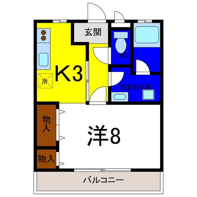 パークハイツ(1K/1階)の間取り写真