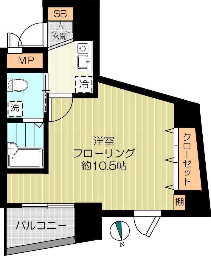 イーストンビル西早稲田(1K/7階)の間取り写真