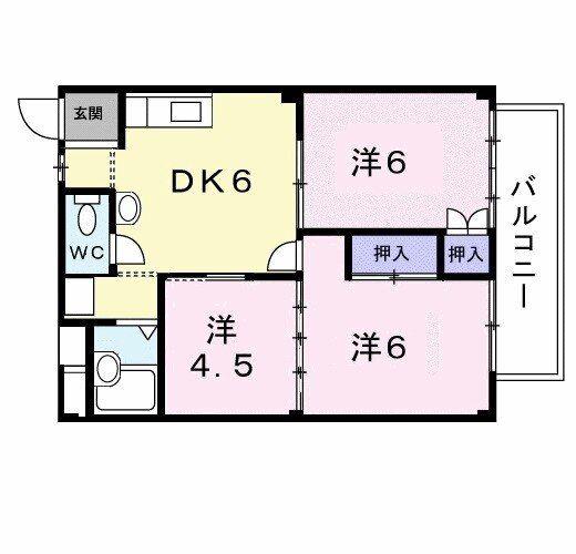 グリーンヒル松倉(3DK/2階)の間取り写真