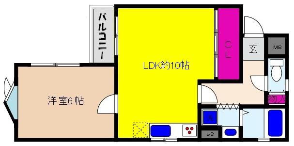 ロイヤルメゾン御影V(1LDK/3階)の間取り写真