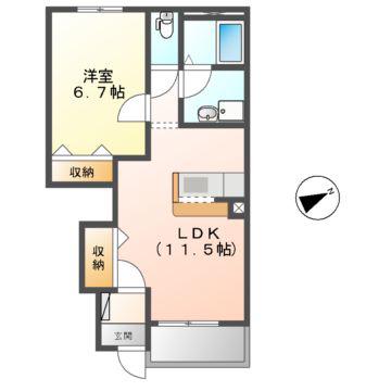 サニーヒルズ(1LDK/1階)の間取り写真