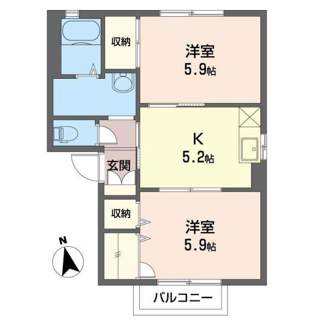 シェソワセレーノ(2K/1階)の間取り写真