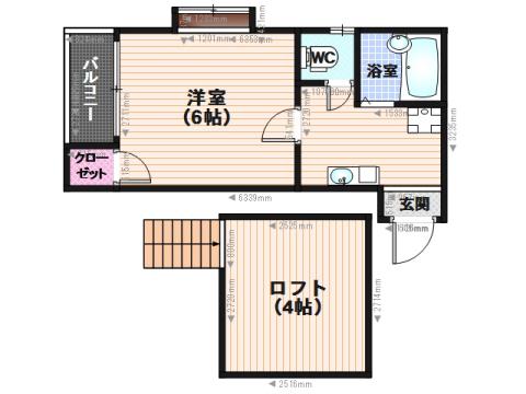 アルカディアII(1K/2階)の間取り写真