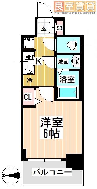 メイクス今池プライム(1K/2階)の間取り写真