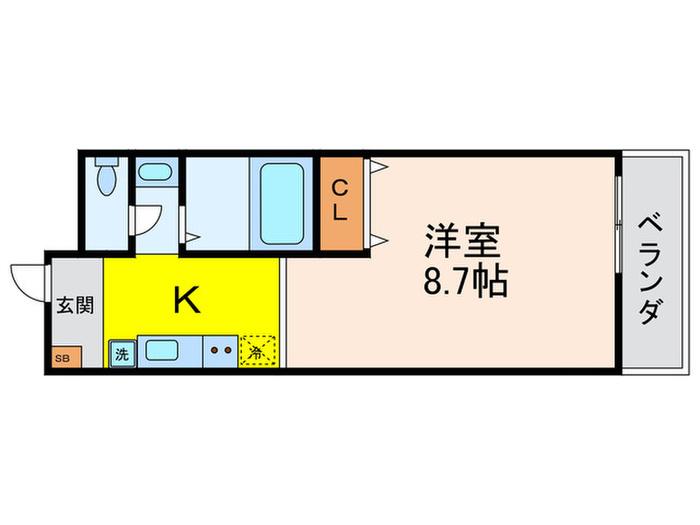 NASIC宝塚HILLS(1K/2階)の間取り写真